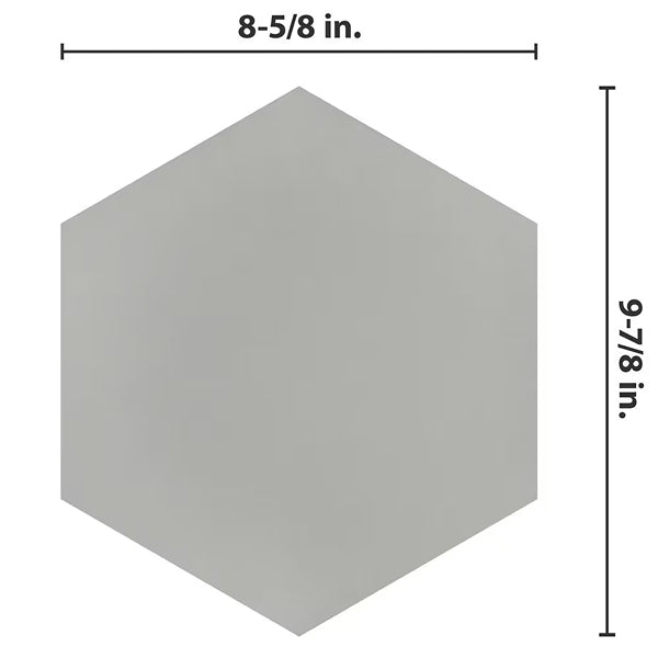 Merola Tile Textile Basic Hex Silver Porcelain Tile 8.63 inch x 9.88 inch – 11.5 sq. ft. per Case Glossy Stone-Look Finish