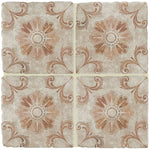 Load image into Gallery viewer, Merola Tile Costa Arena Decor Fleur 7.75 inch x 7.75 inch Ceramic Floor and Wall Tile – 11.11 sq ft per Case, Rustic Floral Stone Look Matte Finish Indoor Tile