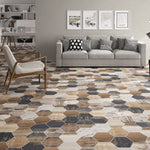 Load image into Gallery viewer, Merola Tile Gaugin Hex Catan Shadow Porcelain Floor and Wall Tile 8.5 inch x 9.75 inch x 0.39 inch – 11.28 sq. ft./Case, Matte Wood Look Hexagon Finish