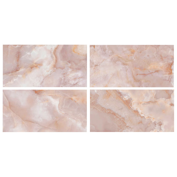 Ivy Hill Tile Jume Onyx Coral Porcelain Tile – 0.39 inch Thick, 24 inch x 48 inch, 15.49 sq.ft/Case – Polished Onyx Look Finish