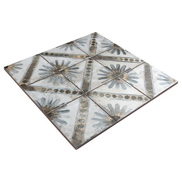 Merola Tile Harmonia Kings Marrakech Blue Ceramic Floor and Wall Tile 13 inch Width 13 inch Length 12.19 sq ft/case Patterned Matte Finish