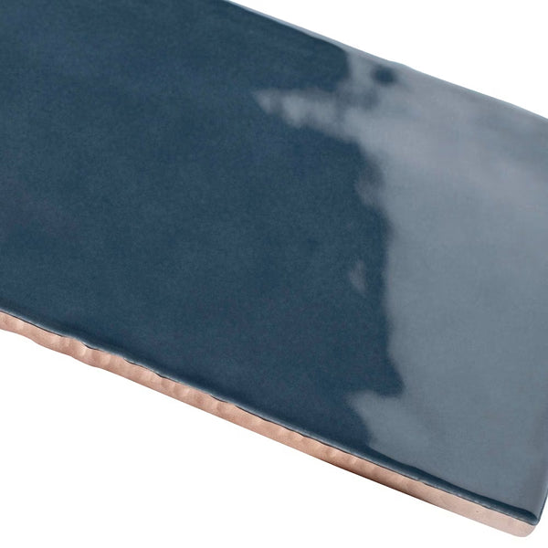 Merola Tile SAMPLE - Castillo Denim 2.88 inch x 5.88 inch Ceramic Subway Wall Tile, Glossy Blue Finish