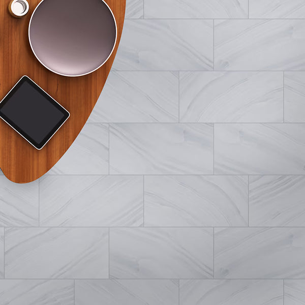 MSI Stone ULC Matrix White Porcelain Tile 12 inch x 24 inch Polished Finish 0.38 inch Thickness Floor and Wall Tile