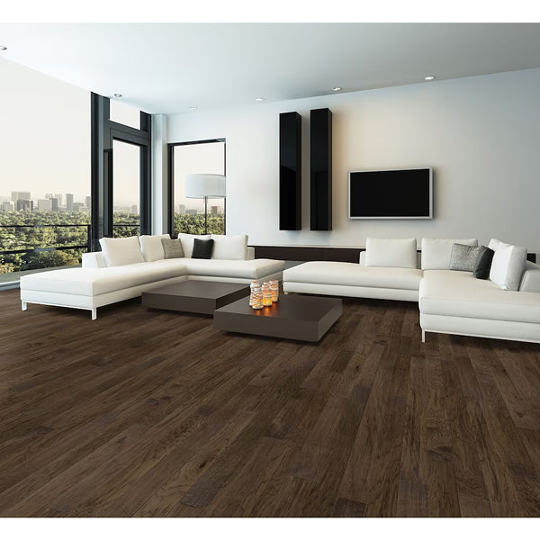 Home Decorators Collection Smoked Hickory Random L x 4 7/8 in. W x 12 mm Dark Brown Interlocking Engineered Hardwood Flooring (25.83 sq.ft./case)