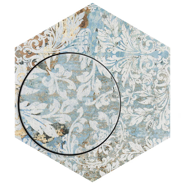 Merola Carpet Hex Tapestry Natural Porcelain Tile 9.88 inch x 11.25 inch 10.03 sq. ft./case Matte Textured Hexagon Vintage Finish