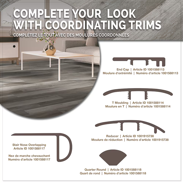 Planches de vinyle de luxe MSI Stone ULC Centennial Oyster vieilli 6 po x 48 po (36 pi ca/caisse)