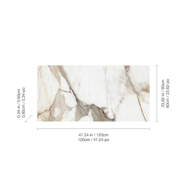 Carreau de porcelaine rectifié poli Calacatta Solano 24 po x 48 po Anatolia (15,5 pi ca/caisse)