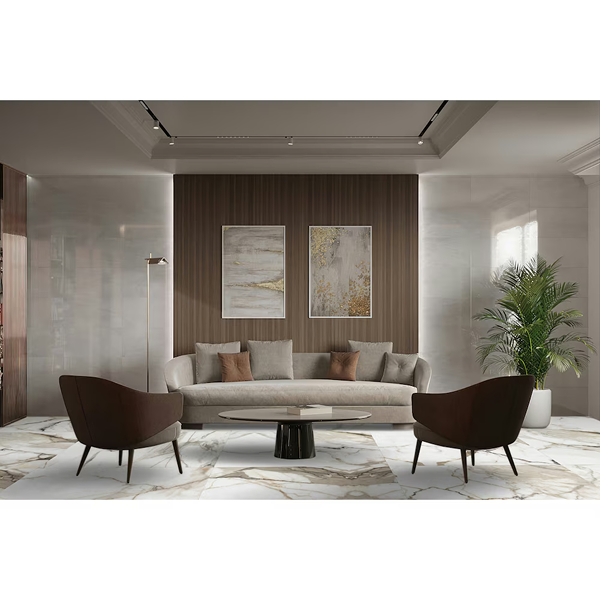 Carreau de porcelaine rectifié poli Calacatta Solano 24 po x 48 po Anatolia (15,5 pi ca/caisse)
