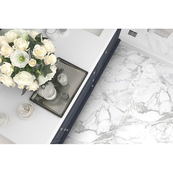 Anatolia 24 inch x 24 inch Domani Bianco Polished Rectified Marble Look Porcelain Tile 15.5 sq ft per Case