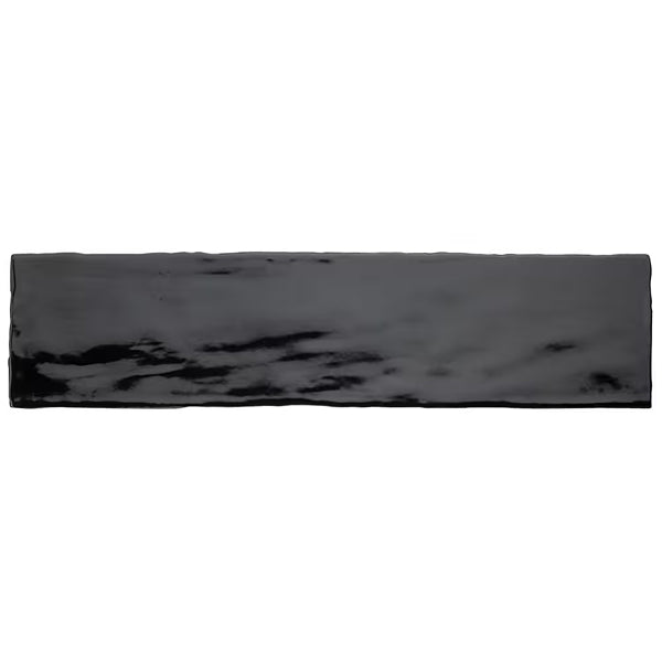 Merola Tile Chester Nero Ceramic Wall Tile 0.35 inch Thick 3 inch Wide 5.72 sq ft/case Glossy Subway Finish