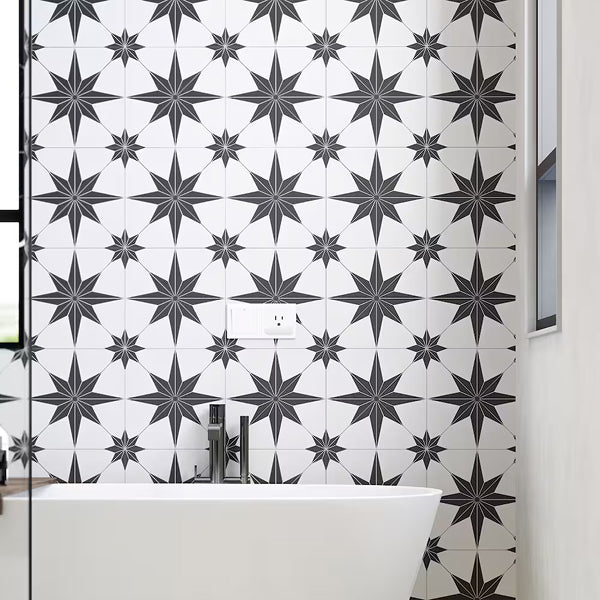 Merola Tile Stella Luxe Nero Porcelain Tile 0.39 inch Thick 9.75 inch x 9.75 inch 10.88 sq ft/case Mixed Finish