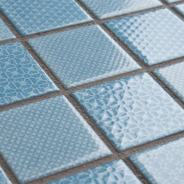 Merola Tile Celadon Aqua 11.63 inch x 11.63 inch Glossy Porcelain Mosaic Tile Sample