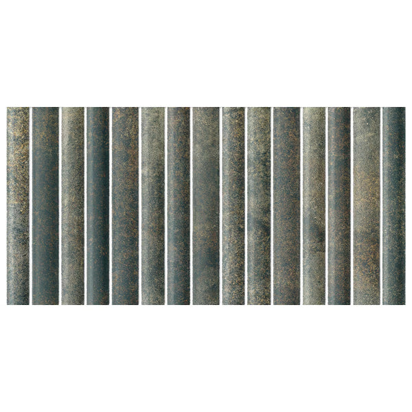 Merola Tile Rubik Verde 5.88 inch x 11.75 inch Ceramic Wall Tile – 10.78 sq ft per Case, Glossy Fluted Green Decorative Wall Tile