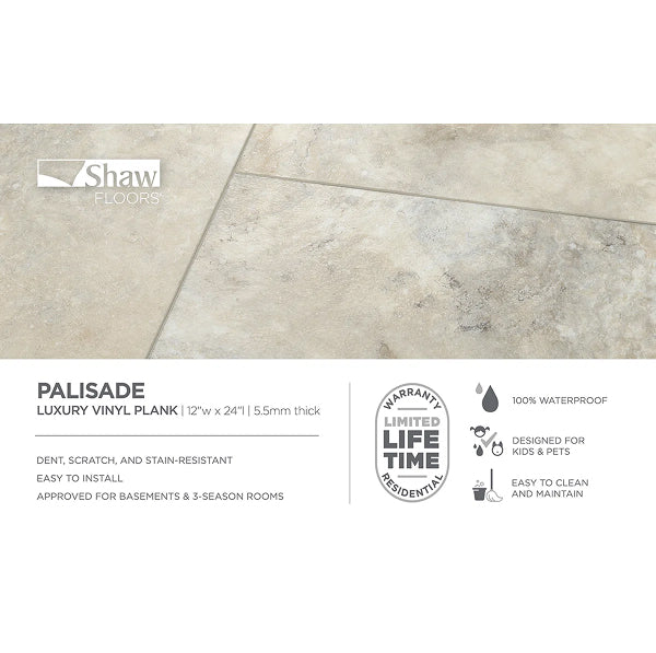 Shaw Palisade 12-in W x 24-in L Waterproof Luxury Vinyl Tile
