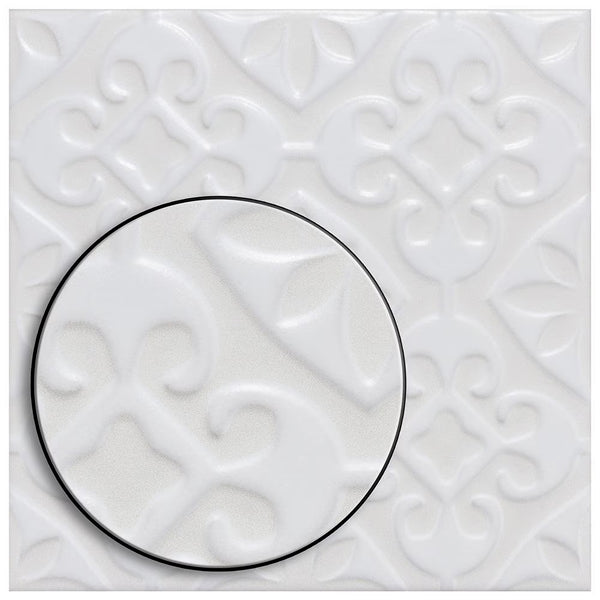 Merola Tile Triplex Valverde White 7-3/4 inch x 7-3/4 inch Ceramic Wall Tile (11.11 sq. ft./Case) – Textured Semi-Gloss Finish