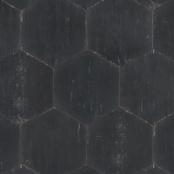 Merola Tile Retro Hex Nero Porcelain Tile 14.13 inch x 16.25 inch – 11.05 sq. ft. per Case Matte Wood Look Finish
