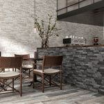 Load image into Gallery viewer, Merola Tile Ordino Black Porcelain Wall Tile 3.25 inch x 17.5 inch – 9.6 sq. ft. per Case Textured Stone Look Finish