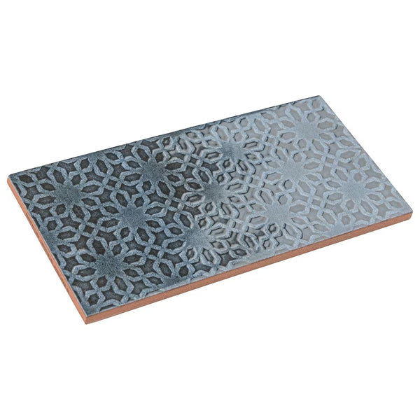 Merola Tile Camden Decor Azurro 4 inch x 8 inch Ceramic Wall Tile 0.29 inch Thick 11.5 sq ft/case Glossy Undulated Finish