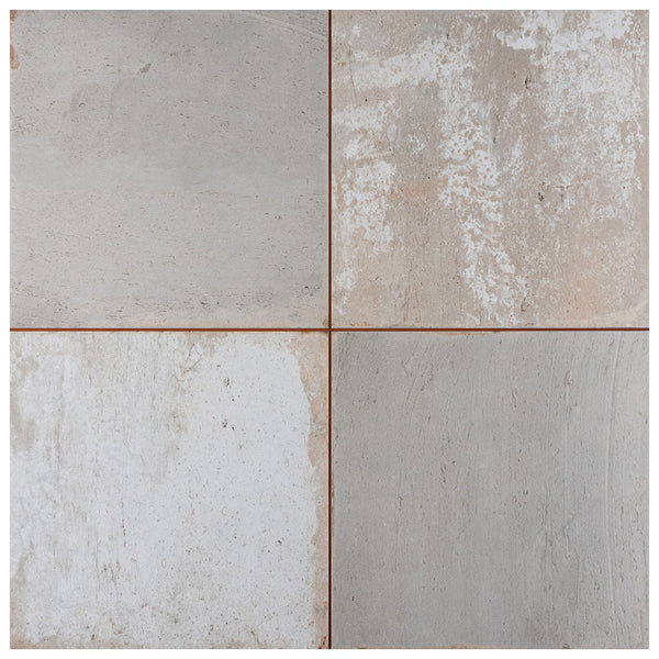 Merola Tile Kings Clay Checker Silver Ceramic Floor and Wall Tile 0.37 inch Thick 17.63 inch Wide 10.95 sq. ft. per Case – Low Sheen Vintage Finish