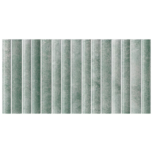 Merola Tile Rubik Aloe Ceramic Wall Tile 5.88 inch x 11.75 inch – 10.78 sq.ft./case Glossy Fluted Blue