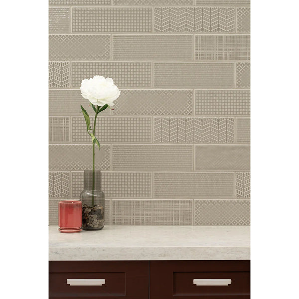Metrola 3D Mix 4 in. x 12 in. Glossy Ceramic Subway Wall Tile
