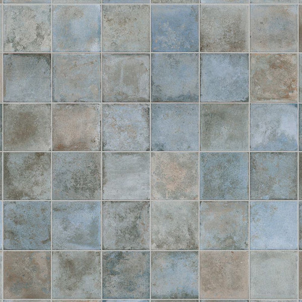 Merola Tile SAMPLE Kings Etna Encaustic Blue 13-1/8 inch x 13-1/8 inch Ceramic Floor and Wall Tile