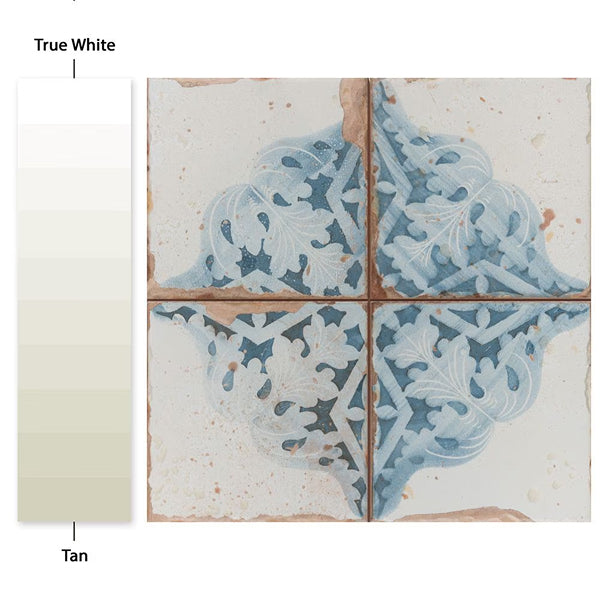 Merola Tile Artisan Azul Decor 13 inch x 13 inch Ceramic Floor and Wall Tile 12.2 sq. ft./case – Patterned Low Sheen Finish