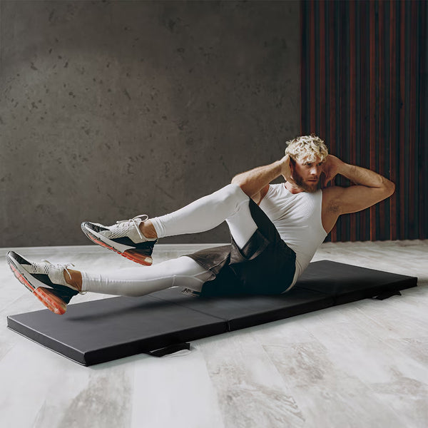 CAP Barbell All Purpose Folding Aerobic Fitness Gym & Gymnastics Mat 6 ft. x 2 ft. x 2 inch Thick Black Exercise Mat